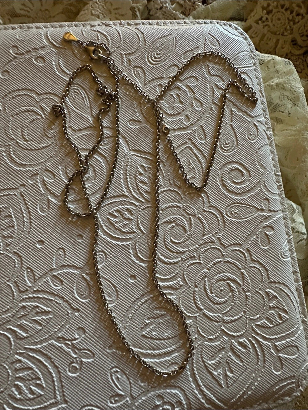 Pandora long Layered Chain Necklace in Silver
